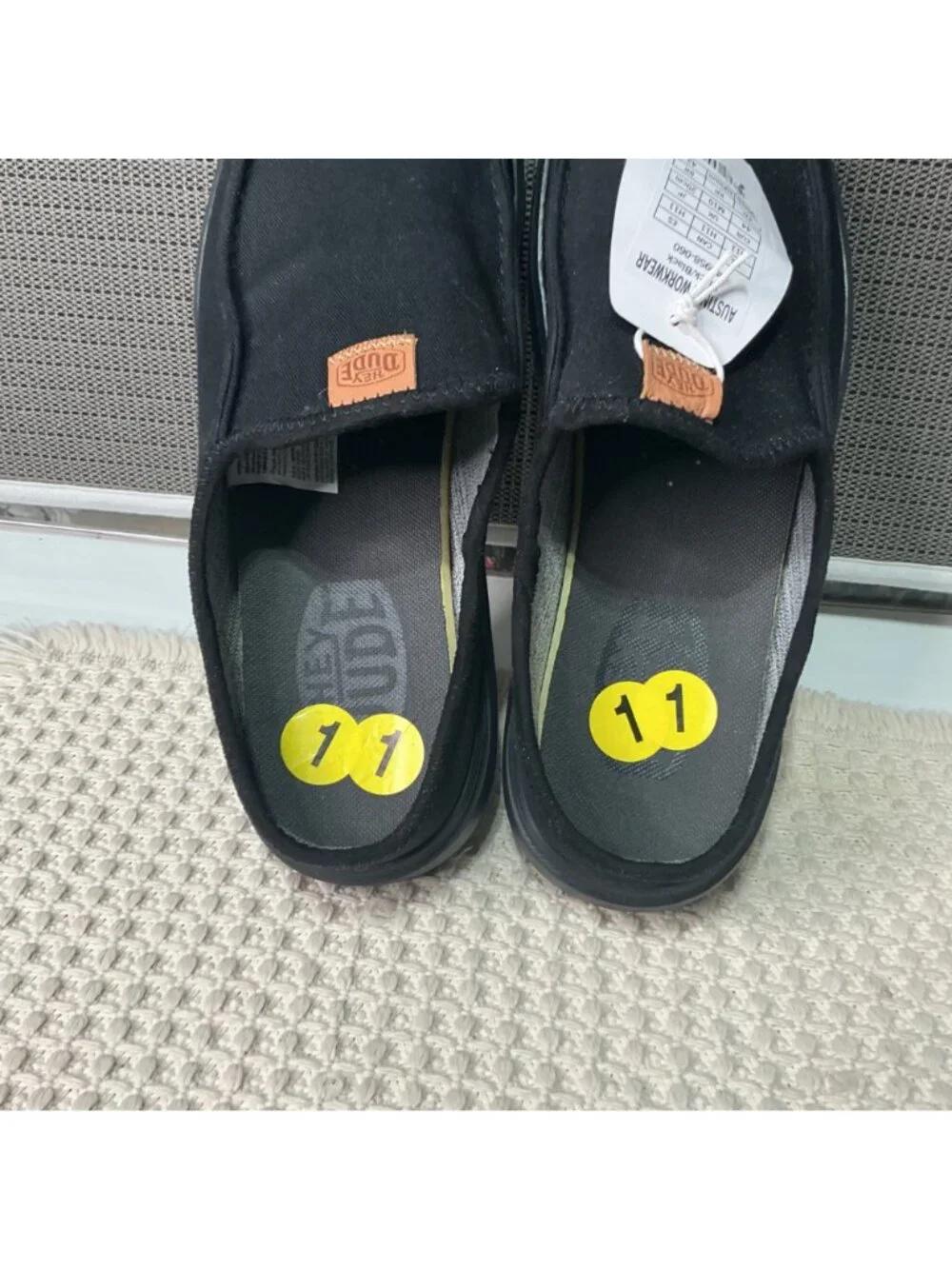 Hey Dude Austin M Workwear Slip-On Shoes Black Size 11 Mens Durable & Lightweigh